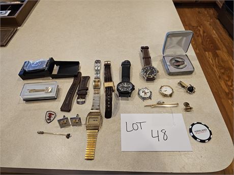 Mixed Men's Lot - Watches / Seiko / Timex / Mickey Mouse / Tie Clips & More