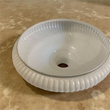 Opal White Milk Glass Torchiere Lamp Shade W/Ribbed Swirling Pattern
