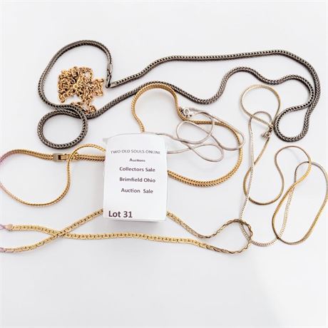 Silver/Gold Toned Mesh, Curb, Franco Style Chain Necklace Lot