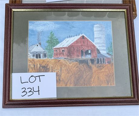 Framed Canvas Painted Country Barn Art