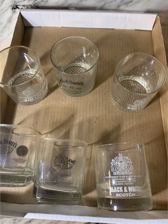 Jack Daniels High Ball Whiskey Glass Black & White Scotch, Old No 7 Brand