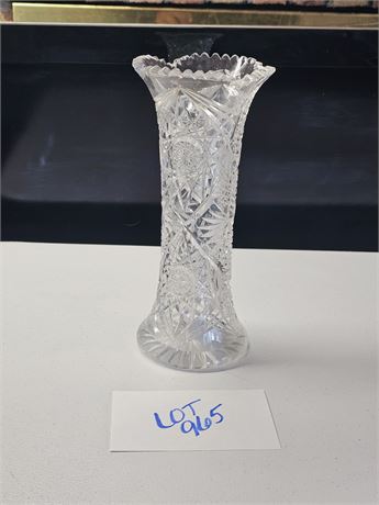 American Brilliant Period Cut Glass Antique Floral Vase