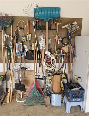 Garage Wall Cleanout- Yard & Garden Tools, Yard Bag Holder, Hoses & Attachments