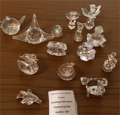 Crystal Figurine Lot - Snake, Swan, Angels, Flower, Bird, Dolphin & More