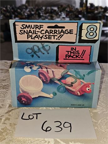 Original Peyo PVC Smurf Snail Carriage with Original Box - 1980