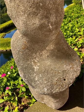 Carved Stone/Concrete Boy's Head/Shoulders Bust Sculpture