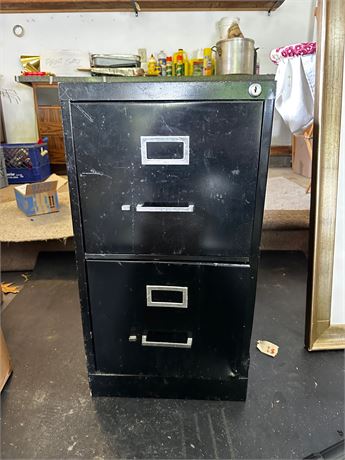 2 drawer Black Metal Filing Cabinet