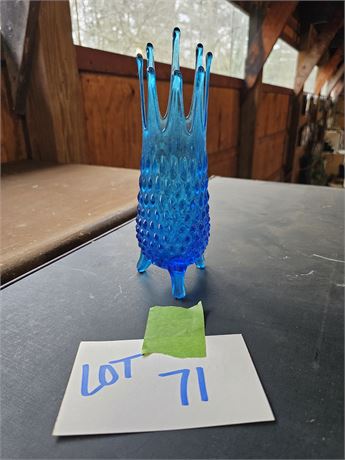 Vintage LE Smith Ocean Blue Footed Vase