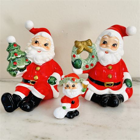 Vintage Napco Santa Figurines - 4"T x 3"