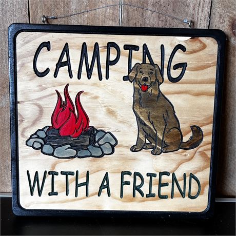 CNC Engraved Wooden Camping with a Friend Sign