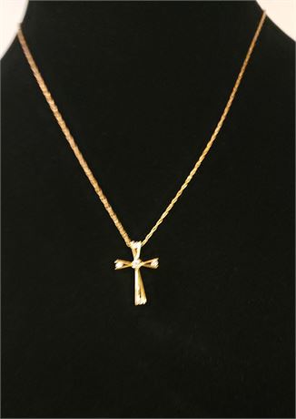 10KT Gold w/ Diamonds Cross Necklace