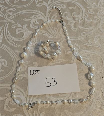 Vintage Mixed Murano Glass Bead Necklace & Bracelet