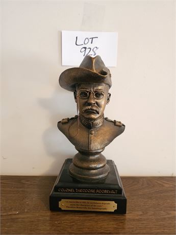 Colonel Theodore Roosevelt Decorative Cold-Cast Bronze Finish Bust