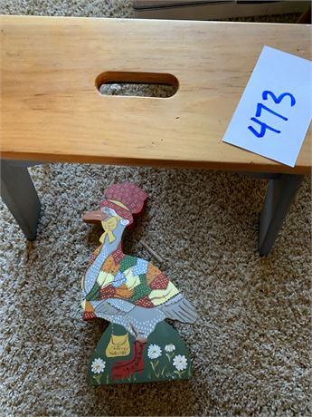 Wood Stool and Wood Goose Lot