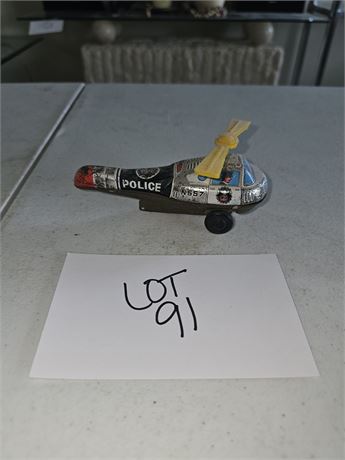 Vintage Tin Friction Police Copter