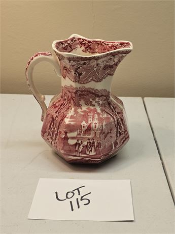 Mason's Ironstone Red Transferware China English Country Scene Pitcher