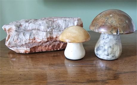 Pink-Orange Feldspar Rock from Mt.Rushmore & Alabaster Mushrooms