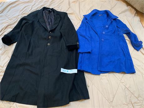 Women's Plus Size Winter Peacoat Lot 2 Coats Size 18/20 One Black One Blue