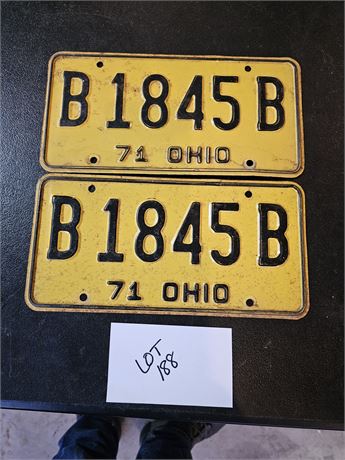 Vintage 1971 Ohio License Plate Set