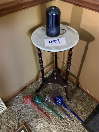 Marble Top Plant Stand and Glass Watering Tubes