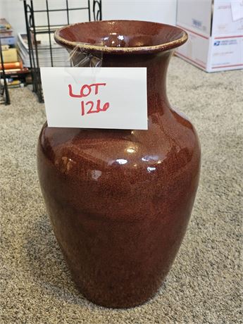 Large Oxblood Red Floral Vase