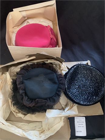 Vintage Ladies Hats With Boxes - Lot of 3