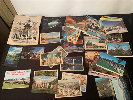 Vintage Post Card Lot Disney Landmarks Indy 500 US Naval Training Center Florida