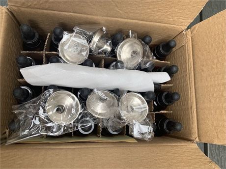 Box Of Empty Glass Eye Dropper Bottles - 24 Bottles NEW