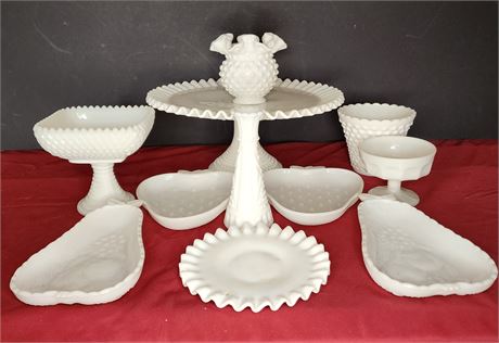 Assortment of milk glass