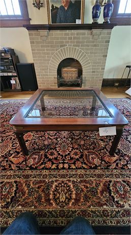 Wood & Beveled Glass Top Coffee Table