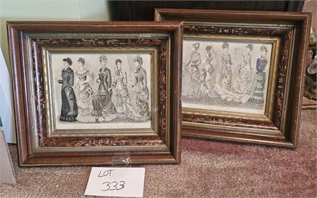 Antique Godey's Framed 1880's Fashion Prints
