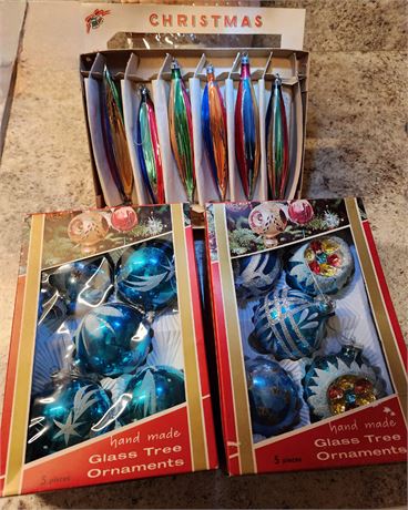 3 Boxes Vintage Christmas Ornaments Lot 2