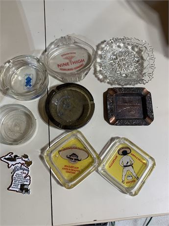 Vintage Collectible Ash Tray Lot Nine High Heidelberg Germany - Sitmar Cruises