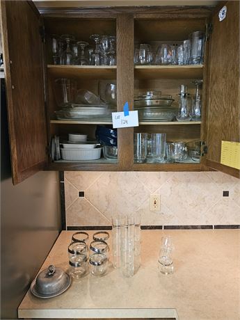 Cabinet Cleanout:Large Lot of Mixed Clear Glass Kitchenware/Corning/Pyrex & More