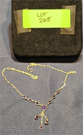 10k Purple Garnet Lavalier Necklace 18" 1.6 dwt