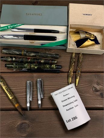 Vintage Pen Lot - Sheaffers Fountain Pens, Howers Ornate Pen Set & More
