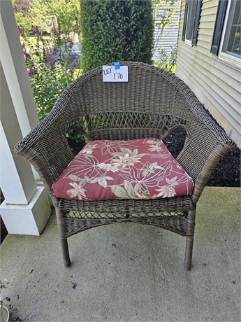 Brown Rattan Wicker Chair with Cushion