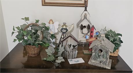 Mixed Home Decor- Faux Greenery, Decorative Bird Houses & More