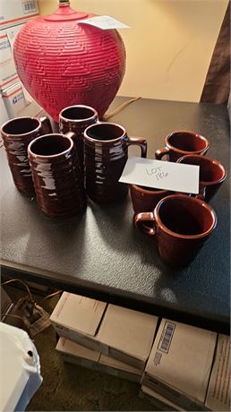 Mar-Crest Brown Glaze Mugs x4 & Coffee Cups x4