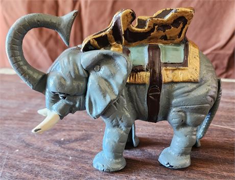 1930's Hubley Cast Iron Elephant Mechanical Bank