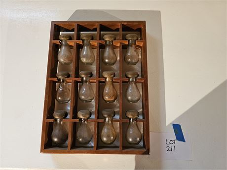 Wall Mount Spice Rack - 12 Wood Cap & Glass Spice Jars