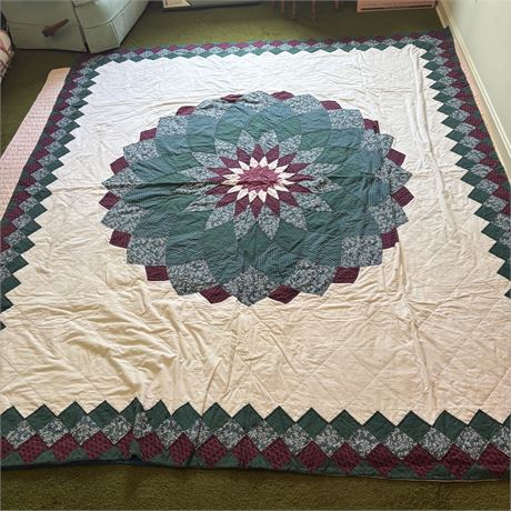 Vintage Hand Stitched Star Quilt - Approximately 83 x 93"