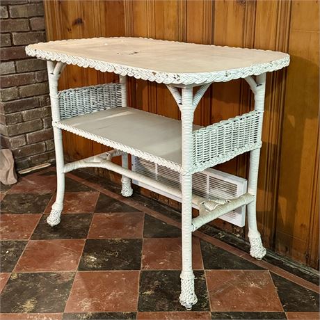 Wicker and Wood 2-Tier Indoor/Outdoor Table - 37 x 21 x 29.5"T