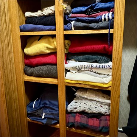 Shelf Contents - Men's VINTAGE Clothes - Track Pants, Pullovers, Shorts and More