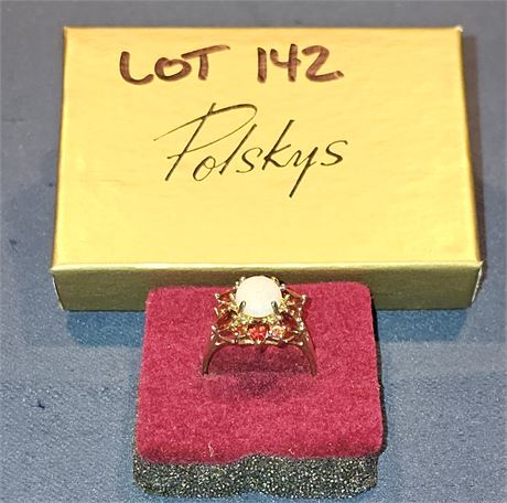 10k Opal & Garnet Ring Sz 8 2.4 dwt