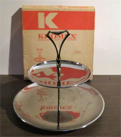 Vintage Kromex 2 Tier Snack Tray