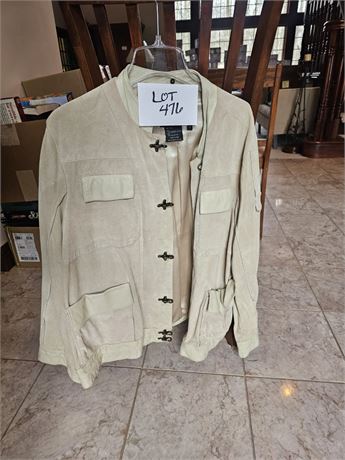 Terry Lewis Ladies Suede and Leather Mid-Drift Coat – Size 2X – Sandy Fawn