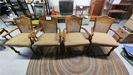 Vintage Wood & Cane Arm Chairs