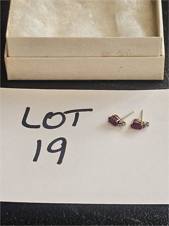 10K Ruby Post Earrings 0.6 DWT With Stones