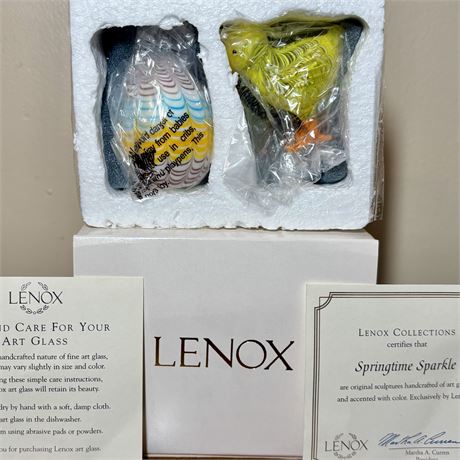 New Lenox Springtime Sparkle Art Glass Figurines